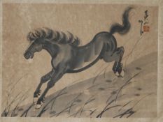 Manner of Xu Beihong, print, Running horse, 32 x 43cm