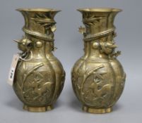 A pair of bronze Chinese vases height 24.5cm