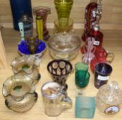 A quantity of mixed coloured glassware