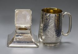 A Victorian provincial silver christening mug, Josiah Williams & Co, Exeter, 1879 and a silver