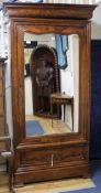 19th century French mirrored mahogany armoire W.108cm