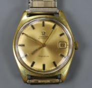 A gentleman's late 1960's steel and gold plated Omega automatic wrist watch, movement c.565, on