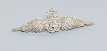 A rose diamond and 18ct gold RAF sweetheart brooch, 62mm.