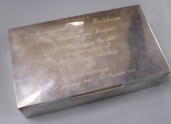 A 1960's silver rectangular cigarette/cigar box, 24.3cm.