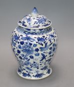 A Chinese blue and white baluster vase and cover 