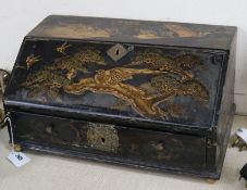 A large Japanese gilt decorated lacquer writing box, length 48cm
