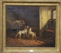 Thomas Smythe (1825-1907), oil on canvas, Terriers in an interior, signed