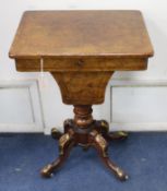 A Victorian burr walnut work table W.52cm