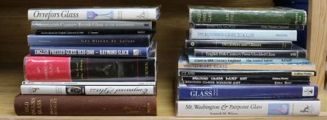 A quantity of reference books relating to glass, including Bristol Glass, Whitefriars, Stained