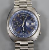 A gentleman's mid 1970's stainless steel Omega Chronograph Speedsonic f300 hz day/date electronic