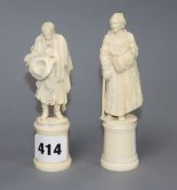 Two Dieppe carved ivory figures tallest 14cm