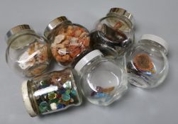 A quantity of unmounted cut gemstones, mineral and glass samples.
