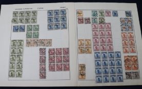 Two album pages of Republic of China stamps, including blocks.