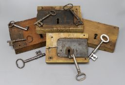 A group of antique keys and locks
