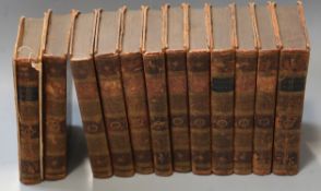 Johnson, Samuel - Works, 12 vols, 8vo, contemporary tree calf, boards to Vol I detached, spines