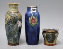 Three Doulton vases tallest 23cm