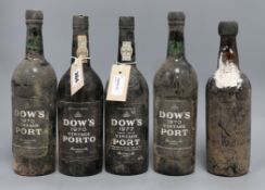 Five bottles of Dow's vintage port, 1963, 1970 (3) and 1977