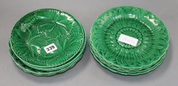 Eleven Victorian leaf plates