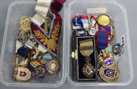 A collection of Masonic silver, silver gilt jewels