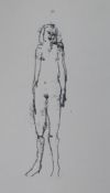 Tracy Emin, colour print, Standing nude girl, signed in pencil and dated '05, 59 x 84cm, unframed