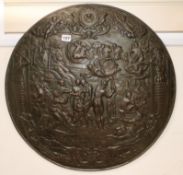 An iron shield by Broth & Brooks? diameter 60cm