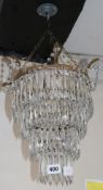 An icicle drop gilt metal ceiling shade length 35cm