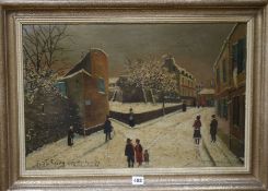 Emile Gody, oil on board, 'Vieux Montmartre Rue les Saules', signed, 39 x 59cm