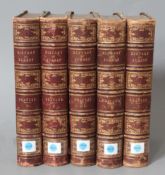 Brayley, Edward Wedlake - A Topographical History of Surrey, 5 vols, tooled leather spine, gilt