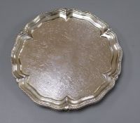 A Victorian engraved silver salver, The Savory's, London, 1883, 20.3cm, 10.5 oz.