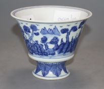 A Chinese blue and white stem cup height 10cm