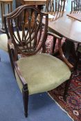 A set of eight Hepplewhite design mahogany dining chairs