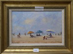 R. Stokes-Smith, oil on canvas, The Beach, Shaldon, Devon, signed, 20 x 30cm