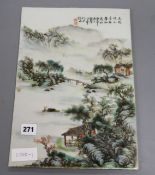 A Chinese enamelled porcelain plaque 36.5 x 25cm