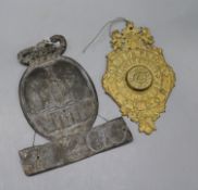 A lead fire mark and lock plate