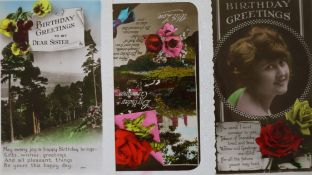 Two albums of postcards and greetings cards