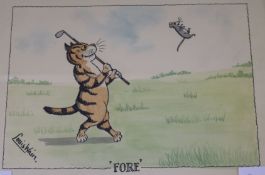 After Louis Wain, colour print, 'Fore', 26 x 35cm