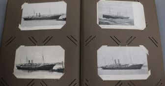 POSTCARDS - album of shipping-related coloured and black and white (approx 140) and a box of Kent