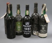 Six bottles of port, including Warre 1960, Croft 1970 (2), Harrods Dow's Finest Reserve, Royal