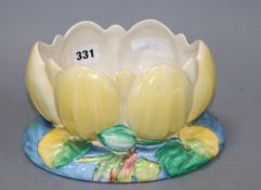 A Clarice Cliff waterlily bowl length 22cm