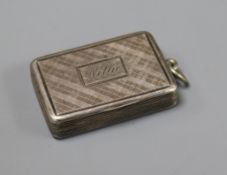 An early Victorian silver vinaigrette, William Simpson, Birmingham, 1838 38mm.