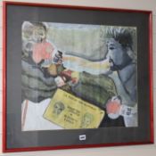 Ben Durrant, watercolour, Boxing interest: The fight between Sugar Ray Leonard and Roberto Duran,