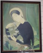 Manner of Le Pho, oil on canvas, Woman picking flowers, bears signature, 79 x 59cm