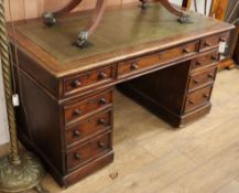 A Victorian mahogany pedestal desk W.136cm