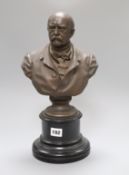 A bust of Bismarck, signed 'F. Schafer.85.', overall height 38cm