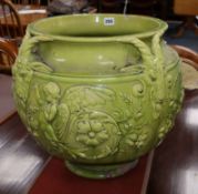 A large Burmantofts green glazed jardiniere height 40cm