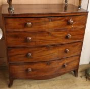 A Regency mahogany bowfront chest W.99.5cm