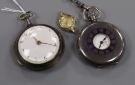 A George III silver pair cased pocket watch, a silver Vertex half hunter pocket watch with silver