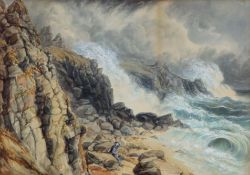 H.H. Bingley, watercolour, Coastal scene, 25 x 36cm, and a late Victorian coastal scene by F.