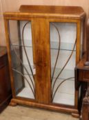 A Deco china display cabinet W.87cm