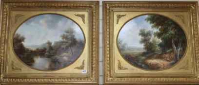 K. Adams, pair of oils on board, River landscapes, signed, 40 x 50cm